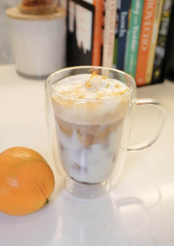 Iced Orange Sweet Cream Latte  (Better Than Coffee Shop!)